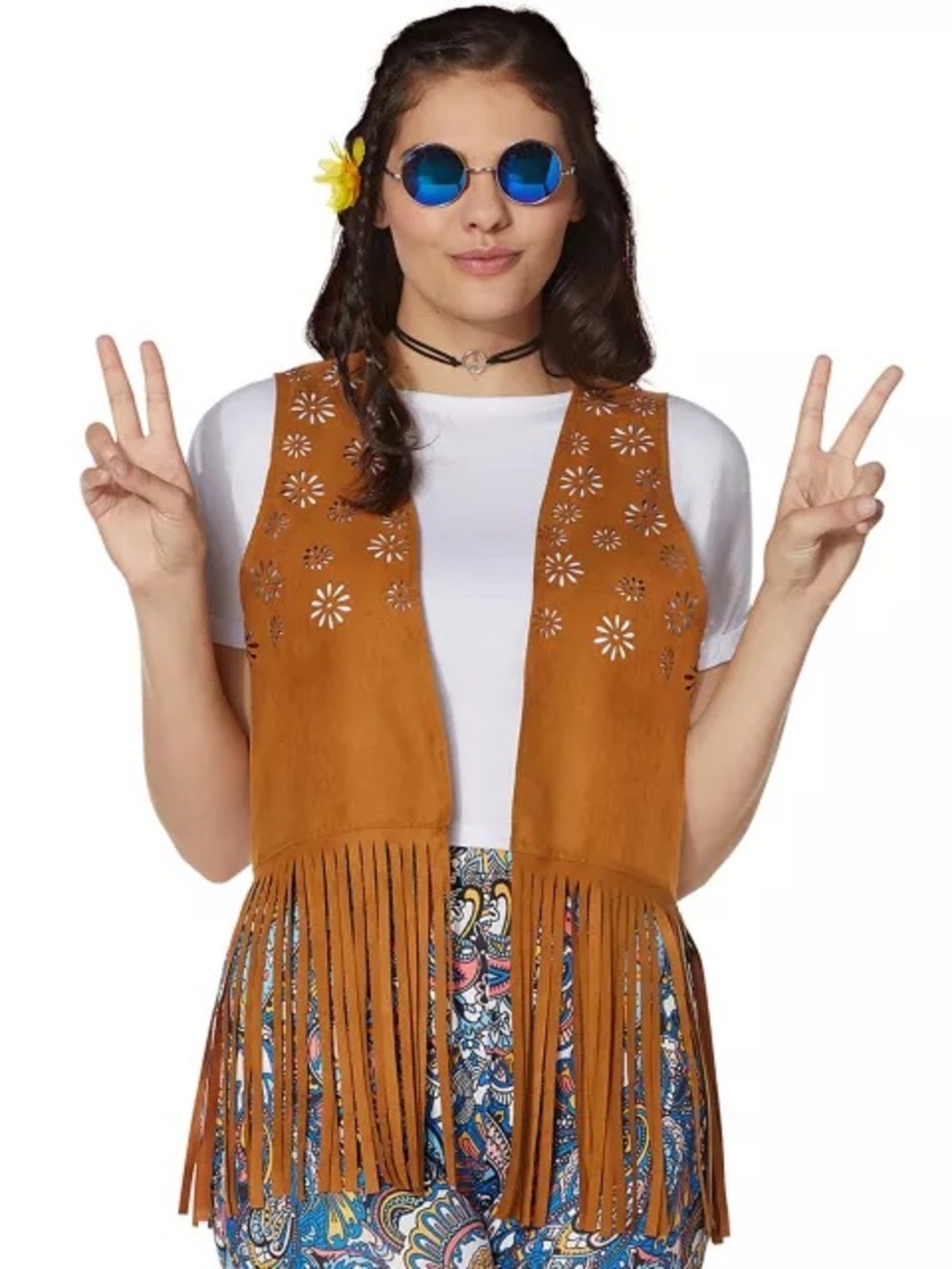 Women’s Spirit Halloween Suede Vest Hippie Costume - Picture 12 of 13